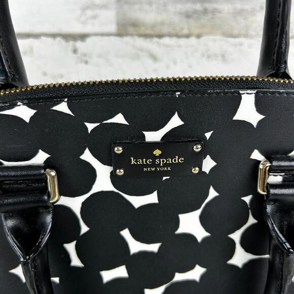 Kate Spade Carli Grove Splodge Dot Medium Satchel Black White Bag Dot Designer - Picture 6 of 8